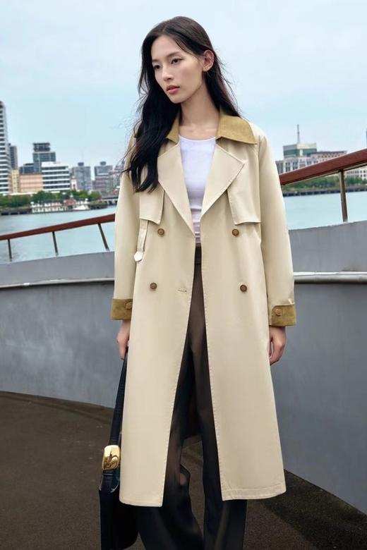 ESTELLICA 浅卡其色高端撞色风衣外套 21384 商品图0