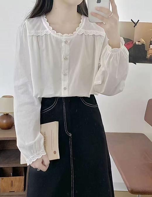 取消 【重工刺绣小衫】蕾丝款～560秋季新品蕾丝领长袖小衫-喜出 商品图2