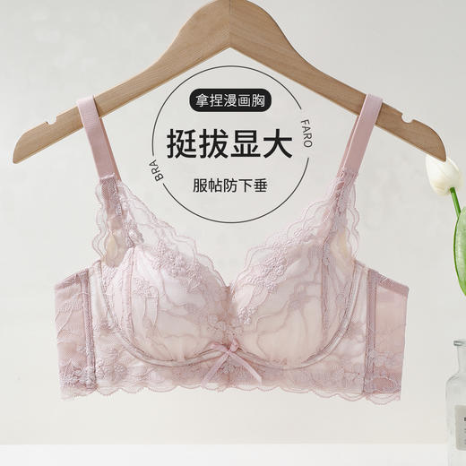 雅黛俪小胸聚拢显大女士内衣性感甜美蕾丝上薄下厚杯文胸罩 商品图1