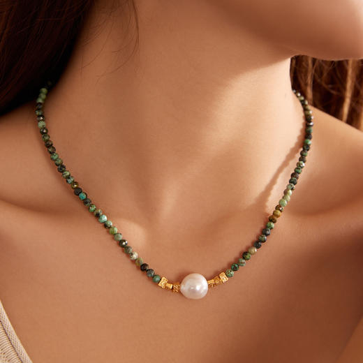 Manreya玛芮雅“苔痕鎏金”巴洛克珍珠绿松石项链、手链|绿松石，巴洛克珍珠 商品图4