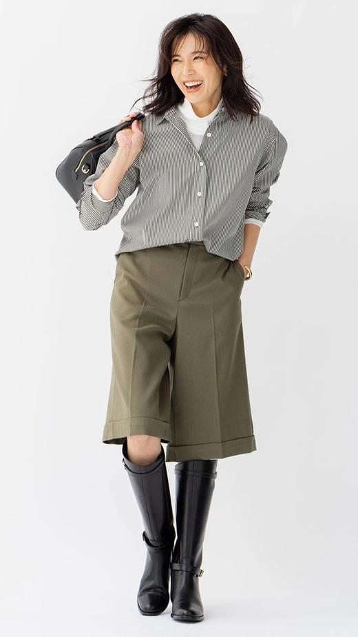 23区23区日系秋季通勤直筒羊毛混纺阔腿五分裤休闲中裤商场同款 商品图1