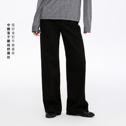 oneup中腰斜纹宽松直筒牛仔裤 商品图1