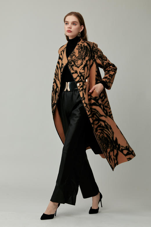 SAFICOO 时尚摩登 羊毛驼毛混纺双面呢大衣 商品图0