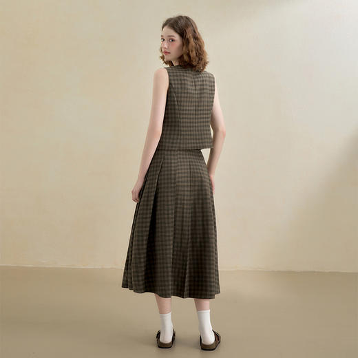 西遇复古高智感格纹通勤套装女秋季西装马甲搭半身裙两件套V2651148 商品图4