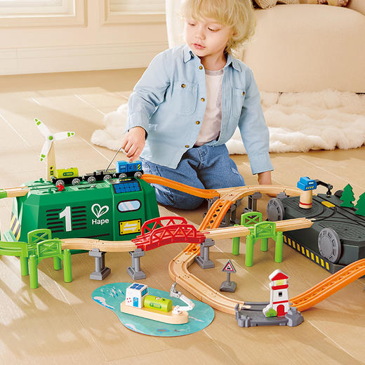 Hape绿色能源火车轨道收纳套装男孩女孩儿童早教益智玩具生日礼物 商品图1