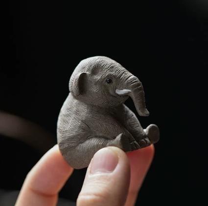 米马杂货 宜兴紫砂做的小象茶宠摆件 可爱茶玩 商品图1