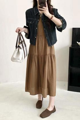 amadella 时髦吊带连裙牛仔外套套装 21240