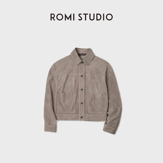 ROMI STUDIO“棕标甄选”进口小羊皮卓越质感翻领皮夹克 RWCWWG5998 商品图0