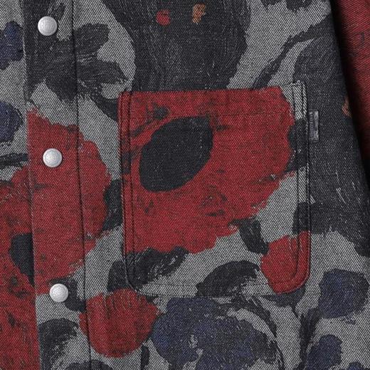 732SDSA男士秋冬新款痞帅男装潮流复古撞色花卉印花纽扣翻领长袖衬衫 商品图3