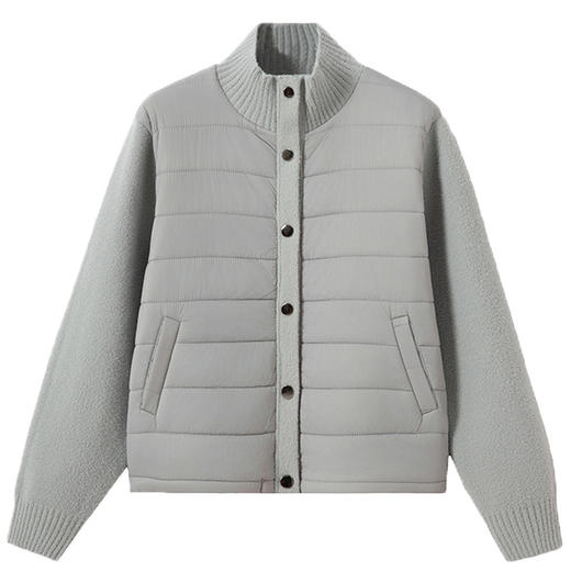 XFY-3128拼接外套女2025新款气质轻奢高级感上衣宽松休闲时尚毛呢开衫翻领 商品图4