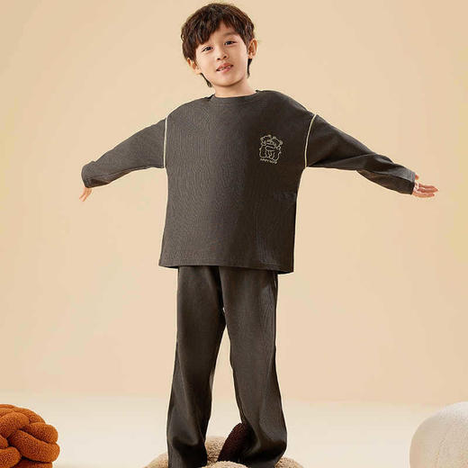 【零感呼吸❗️7A级儿童家居服】云朵般家居服软糯肤感，超亲肤超舒服！新款休闲宽松圆领长袖睡衣套装春秋中大童睡衣男童女童睡衣 商品图3