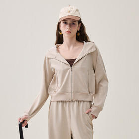 谜底连帽卫衣开衫长袖2025冬季新品柔软双开拉链绣花女254MV1682