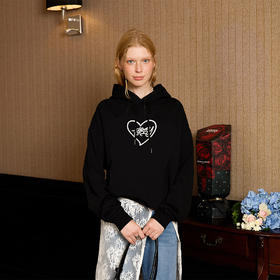 IDEVERRAY新款秋季爱心标语logo印花重磅连帽衫情侣装卫衣男女款