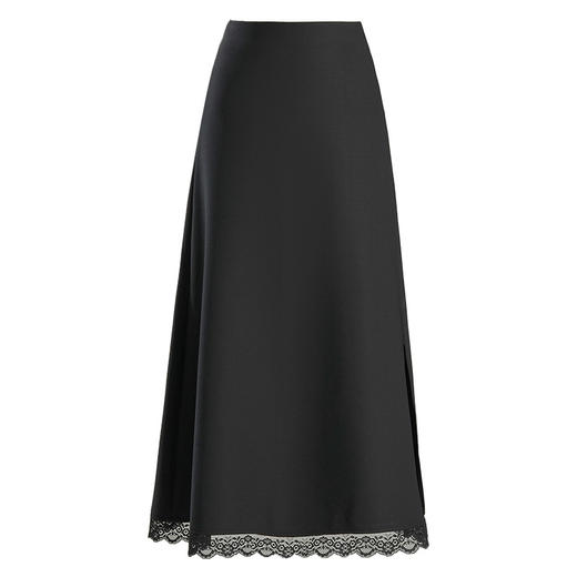 「初秋福利优雅半身裙」洛诗琳新款气质蕾丝边松紧腰半身裙2025年秋季新款前后两穿中长款A字裙65853 商品图5