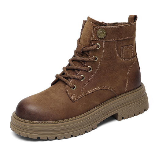 信诺时尚妈妈鞋英伦风复古马丁靴女软底舒适真皮短靴2025秋冬新款X5M036-163 商品图3