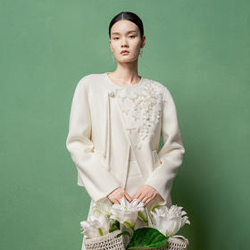 【林栖设计小店】（现货）绵羊毛双面呢手工钉花2025秋冬新款外套女1954069