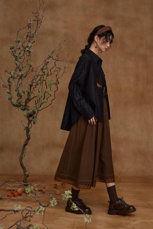 ANSUABEL 黑色文艺感百搭衬衣上衣 21294 商品图5