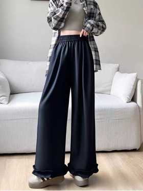 12.12错过没有！清货不退退货勿拍【秋上新】质感也太好了！！895木耳边仿牛仔垂感休闲裤-喜出