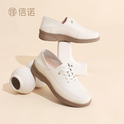 信诺真皮舒适妈妈鞋2025春秋软底轻便单鞋平底一脚蹬中老年皮鞋子5Q2023-16T 商品图6
