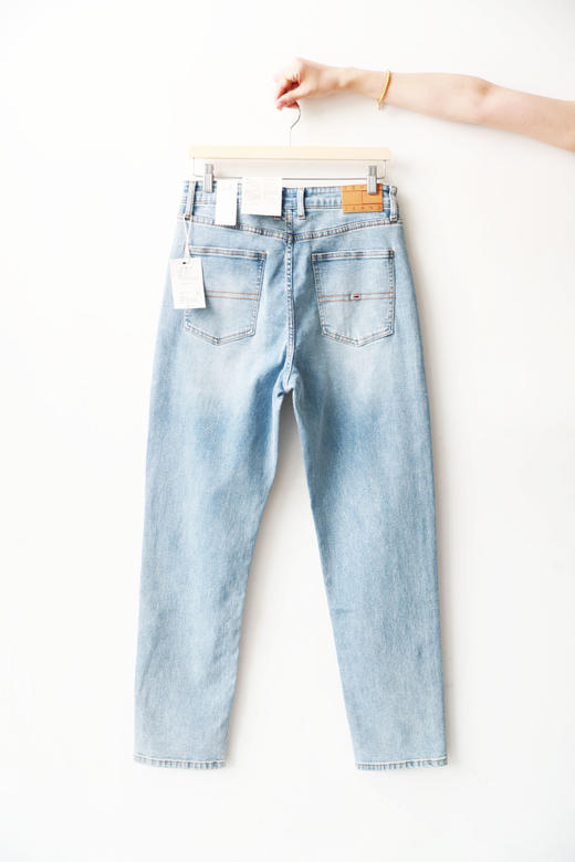 丹宁复古仔裤，YKK吉田拉链。美式磨白水洗宽松锥型牛仔裤C092568 商品图7