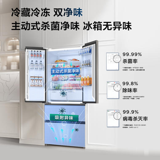 TCL大无界466升T9法式多门四开门58cm超薄零嵌入式底部散热双净味冰箱 R466T9-DQ 商品图5