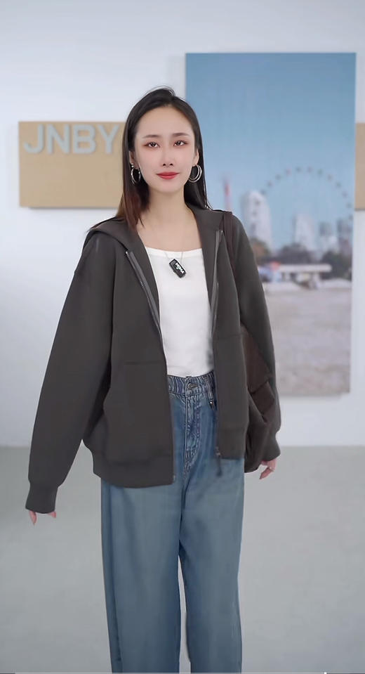 【开放日忙 秒杀价已调 直接拍】JNBY江南布衣 极简慵懒 空气层连帽卫衣 开衫外套 商品图9