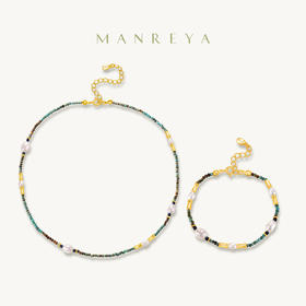 Manreya玛芮雅“焦糖森林”绿松石珍珠项链项链、手链|绿松，珍珠，银镀金
