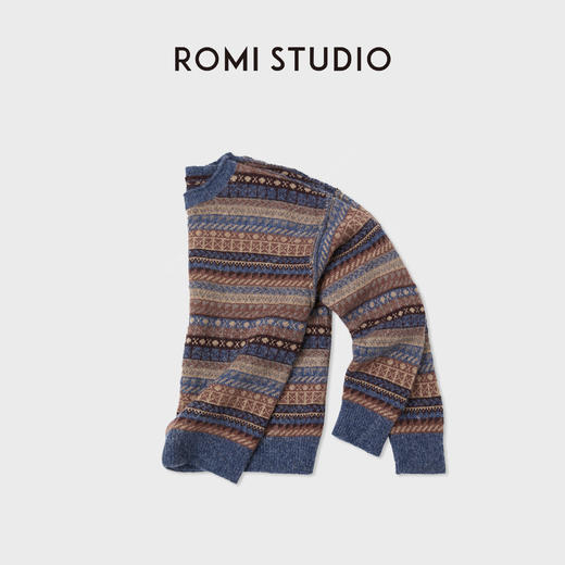 ROMI STUDIO“美式复古”100%羊毛费尔岛提花针织毛衣 RWCAS65760 商品图1