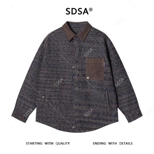 12480SDSA男士秋冬新款痞帅男装潮牌撞色提花口袋翻领长袖衬衫宽松百搭 商品图1