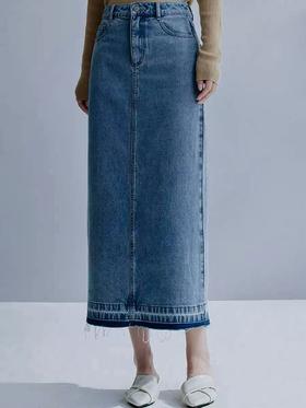 11.11直降到底！！【秋上新】100%棉5219牛仔半裙毛边后开叉-喜出