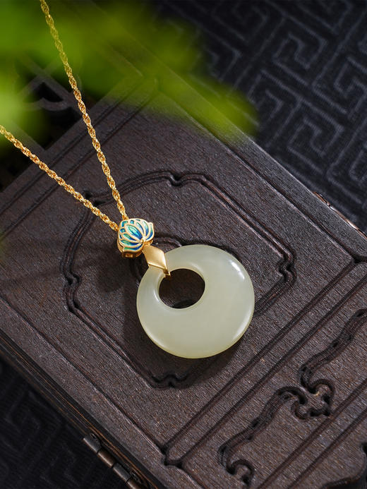 子佩集S925银【平安莲】套链【DZ05311】纯银古法银项链平安扣镀金2509 商品图5