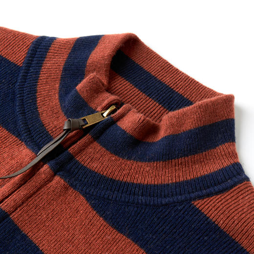 ROMI STUDIO“秋日絮语”7针绵羊毛双面条纹橙蓝毛织外套RWCASY5940 商品图4