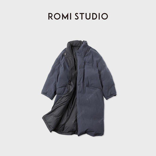 ROMI STUDIO冬日暖阳*95白鹅绒人字纹保暖长款鹅绒外套RWCWW86210 商品图0