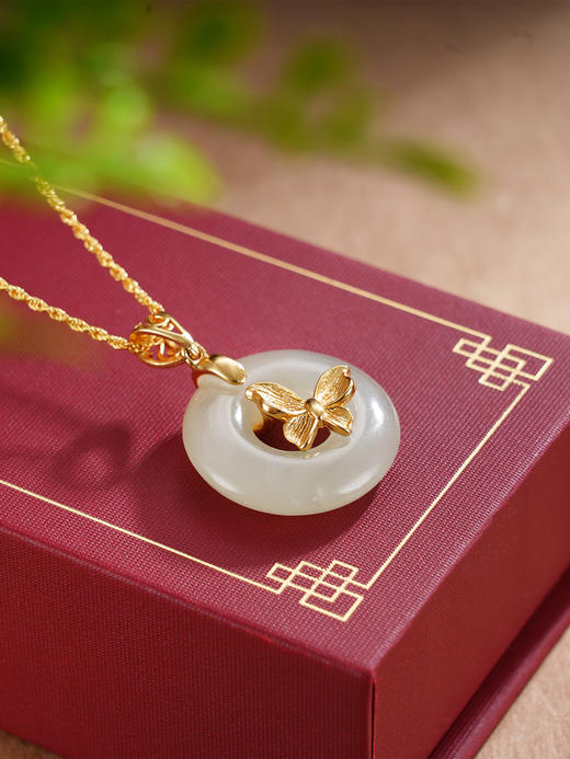 子佩集S925银【心蝶】和田玉套链项链【WSB6954】平安扣2509 商品图3