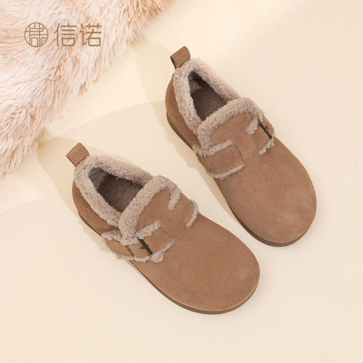 信诺加绒保暖妈妈鞋子复古勃肯鞋外穿毛毛鞋软底女鞋2025冬季新款X5M126-186 商品图2