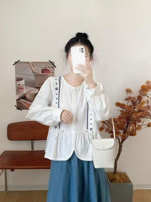 12.12错过没有！清货不退 绣花~【重工刺绣小衫】6533秋季新品重工绣花长袖小衫-喜出 商品图3