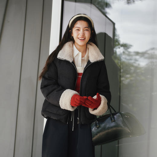 森马羽绒服女冬仿牛仔拼接毛绒80绒子插肩袖2025新款时尚复古外套 商品图2