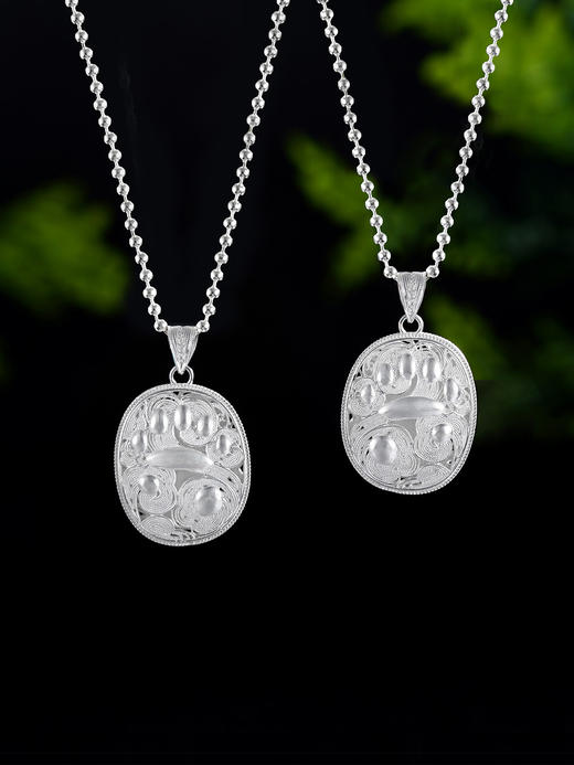 子佩集S990银【银杏寄情】情侣套链项链【DSDZ005】原创作品花丝珐琅彩双面吊坠2509 商品图7