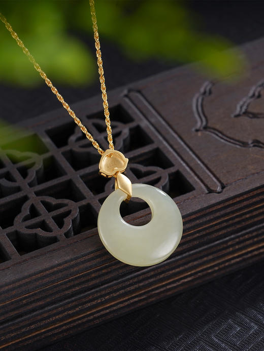 子佩集S925银【平安莲】套链【DZ05311】纯银古法银项链平安扣镀金2509 商品图4