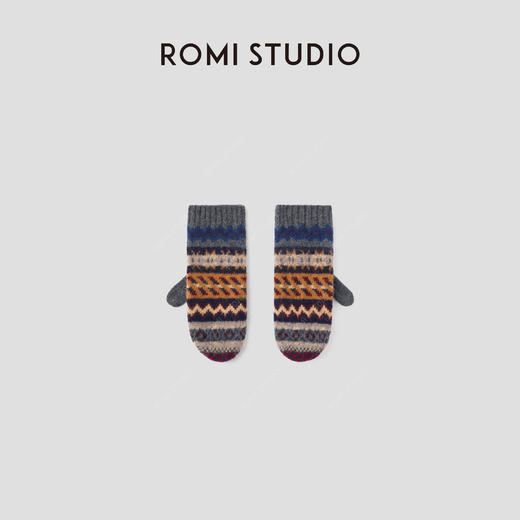 ROMI STUDIO“温暖呵护”费尔岛提花浓郁色彩保暖手套 RWCAPZ5359 商品图0