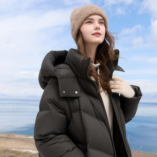 【高蓬高充绒】三彩2025冬季新款防水羽绒服长款90白鸭绒被子服M 商品图2