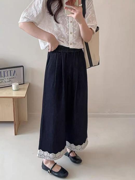 冰点价！仅限11.11！退货勿拍【爆款牛仔】2025秋季新品~韩系爆款蕾丝拼接牛仔裤-喜出 商品图4