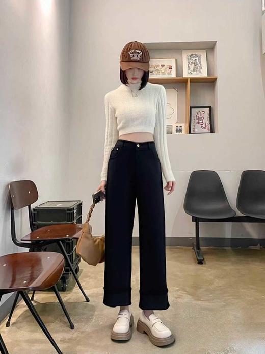 【秋上新】烟管裤～2706小个子秋季毛边裤型超好看显瘦休闲裤-喜出 商品图4