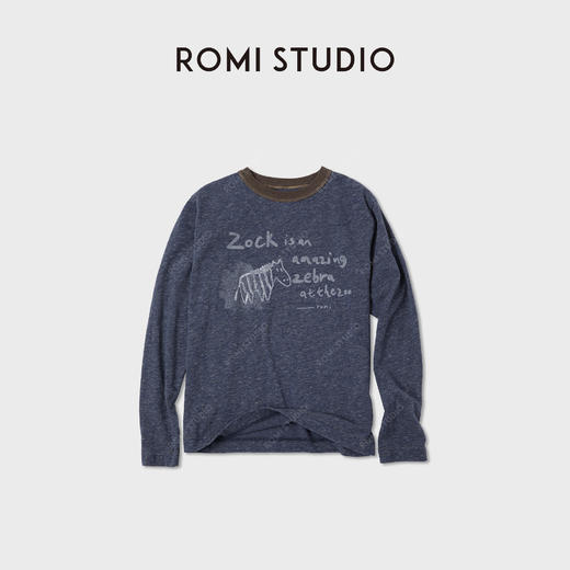 ROMI STUDIO“怀旧复古”全棉亲肤舒适印花圆领长袖T恤 RWCASU5516 商品图4