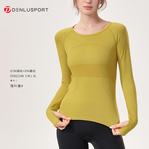 秋冬新款瑜伽服长袖DY66219#经典款圆领长T 商品图7