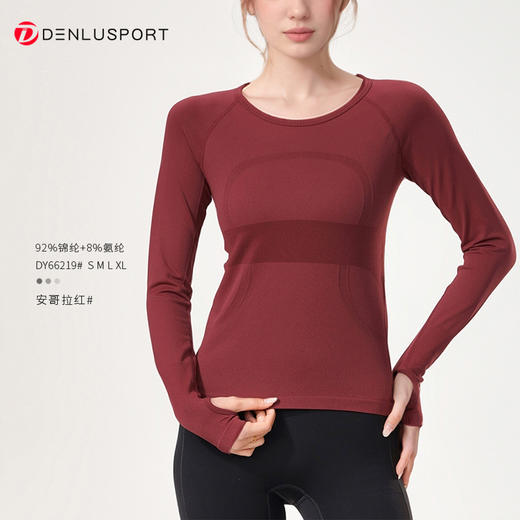 秋冬新款瑜伽服长袖DY66219#经典款圆领长T 商品图2