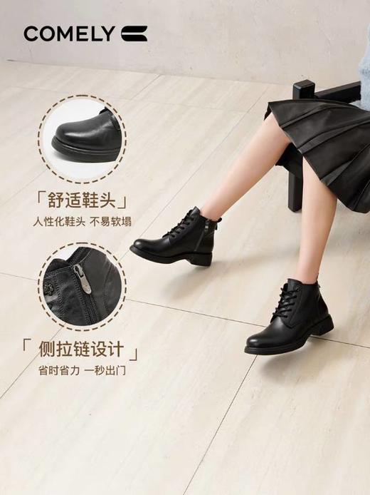 【云粉节】BF楼低跟马丁靴女2025新款秋冬英伦风真皮厚底舒软短靴子KHM58689B 吊牌价1380 活动价699 商品图0