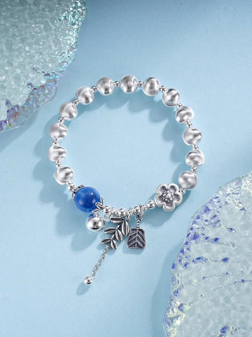 子佩集S925银【蓝海花语】手串【TSB0001-40】纯银手链糖心玛瑙花朵麦穗2509 商品图1