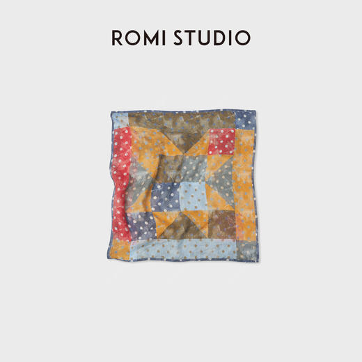 ROMI STUDIO“画作”100%高支亚麻双面艺术波点丝巾方巾RWCLPY6412 商品图1