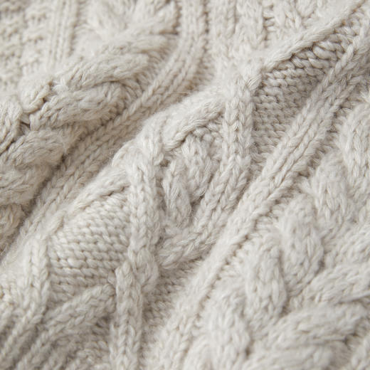 ROMI STUDIO婴驼羊绒羊毛重磅圆领绞花套头针织毛衣RWCAST5543 商品图4